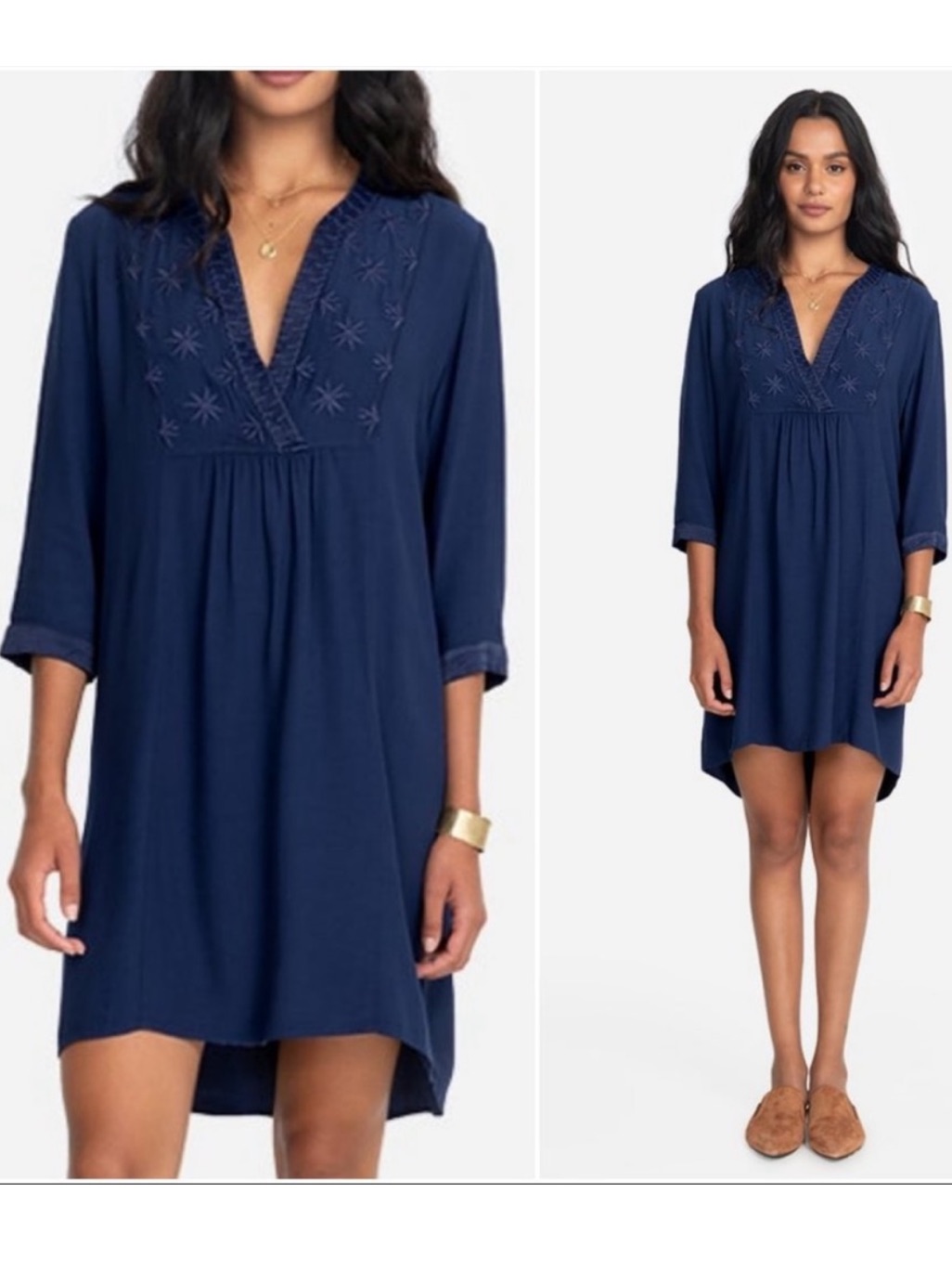 Johnny Was Calm Indigo Hi Low Weekend Dress Sz Xs